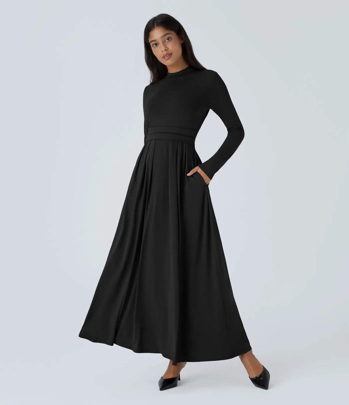 Robe longue fluide manches longues
