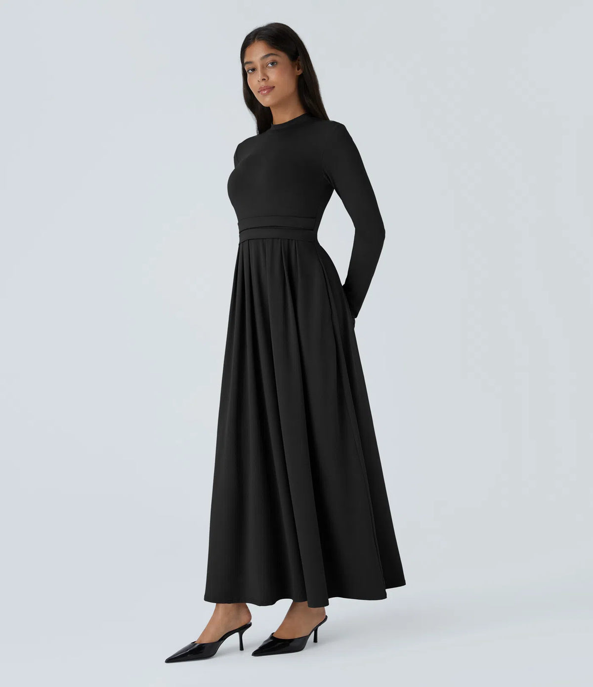 Robe longue fluide manches longues