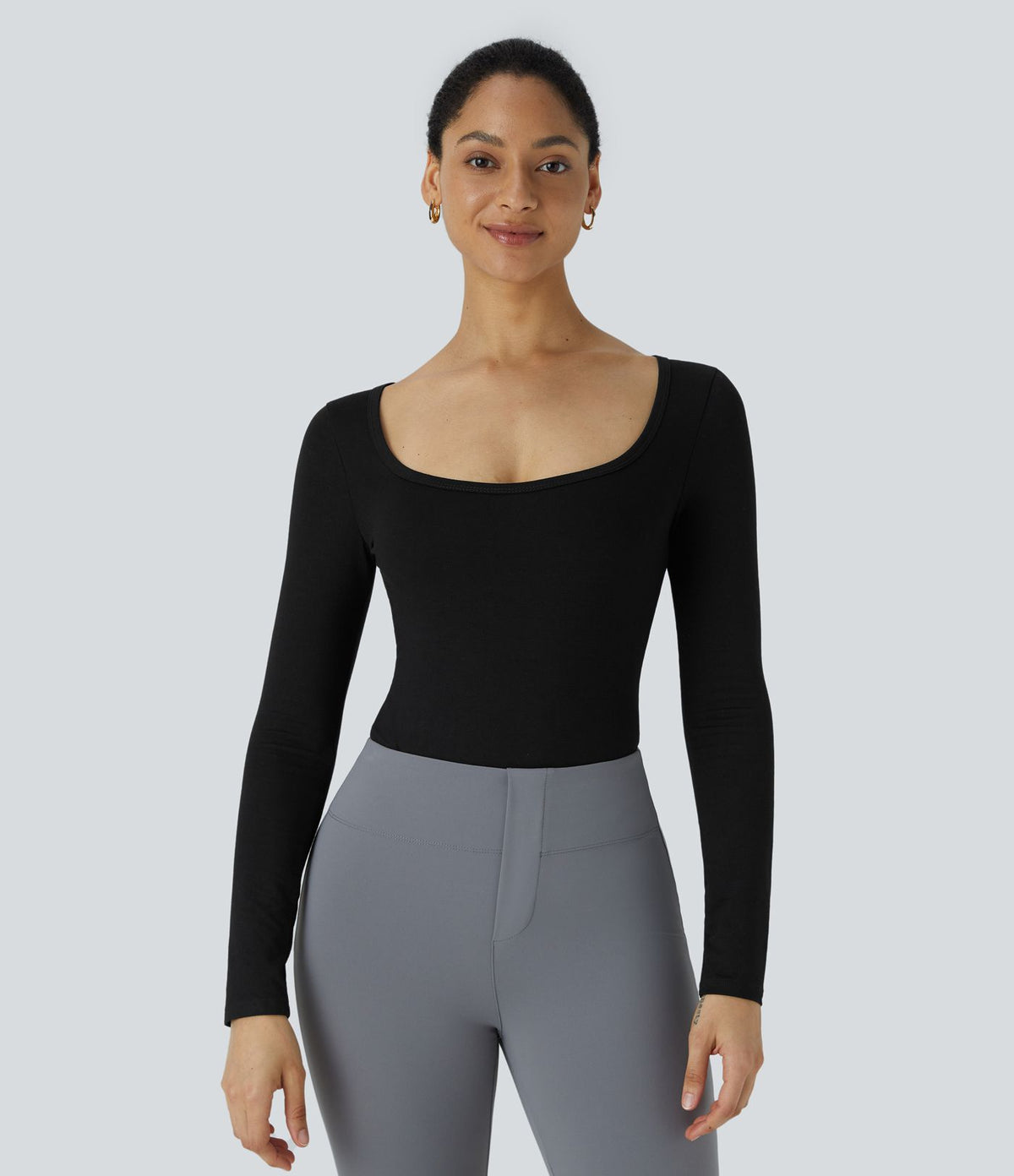 Body col carré manches longues