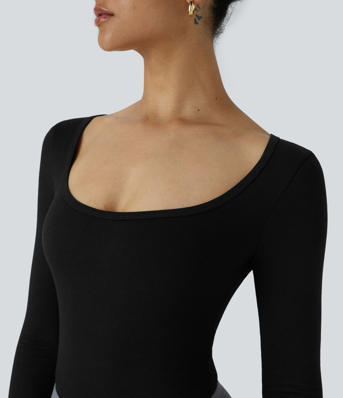 Body col carré manches longues